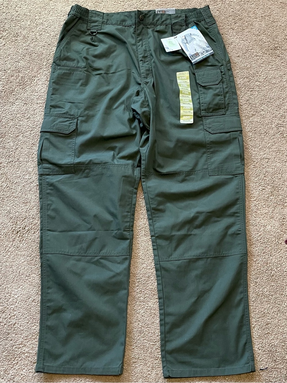 5.11 Tactical Mens Taclite Pro Pants Olive Green Ripstop Cargo 38x32 New w Tags